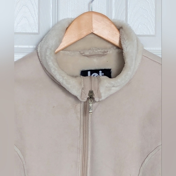 LEI Women's (Size Large)Cream/Tan Faux-Suede Teddy Jacket With Shearling Lining - Picture 12 of 16